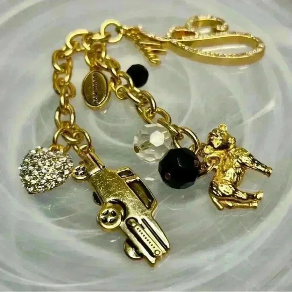 Weird Fun Cute Bundle of Charms in Gold Tone on Gold Tone Chain - Picture 2 of 3
